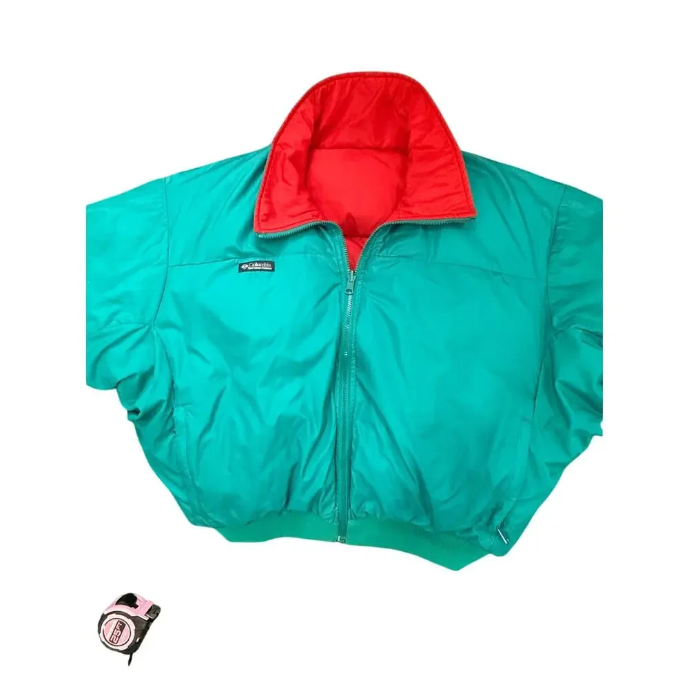 Vintage Columbia Reversible Duck Down Puffer Jacket Teal Red